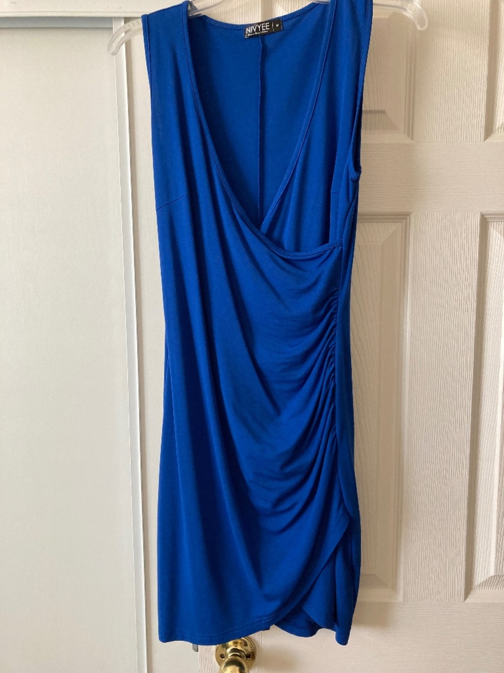 Nivyee Sleeveless Ruched Bodycon V-Neck Dress